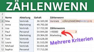 Excel Zählenwenn Funktion - Tutorial [mehrere Kriterien, Datum, Formel, größer kleiner, Zählenwenns]