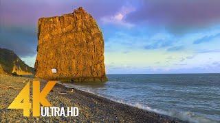 4K Beautiful Sunset over Black Sea, Krasnodar Region - Nature Relax Video with Soothing Waves Sound