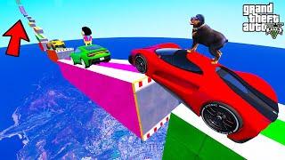 FRANKLIN TRIED UPWARD GAP BRIDGE TRACK PARKOUR RAMP CHALLENGE GTA 5 | SHINCHAN and CHOP