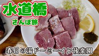 【水道橋泊まり呑み】「もつ焼きでん」「根室花まる」「大衆馬肉酒場 冨士山」【ドーミーイン後楽園】Experience the HIDDEN GEMS of 水道橋 Like a Local!