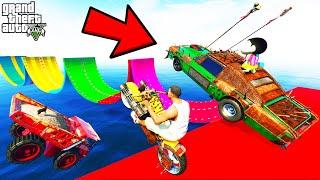 FRANKLIN TRIED IMPOSSIBLE CURLY SPEED BUMPS MEGA PARKOUR RAMP CHALLENGE IN GTA 5 | SHINCHAN and CHOP