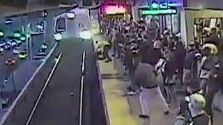 Transit worker saves man who fell on train tracks