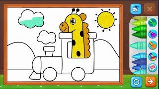 Coloring Train and Girafe with Me and Lucas