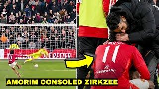 Amorim Consoling Zirkzee After Missing Penalty in Manchester United 4-3 Defeat by Fulham in FA Cup