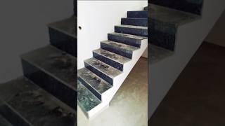 Black granite staircase with   door and window frame| stair case #staircase #stonework