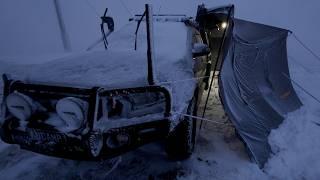 Winter Camping In Snow Storm Blizzard