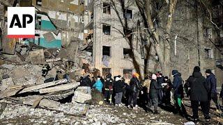 Apartments in ruins after Russian strike on Hlukhiv in northeast Ukraine kills at least 10 people