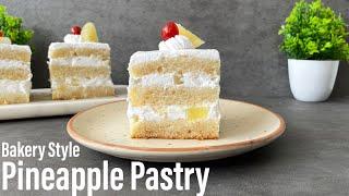 Bakery Style Pineapple Pastry Eggless Recipe | Pineapple Cake Recipe | Eggless Pineapple Cake