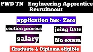 PWD TN   Engineering Apprentice Recruitment , selection process, joining date ,salary