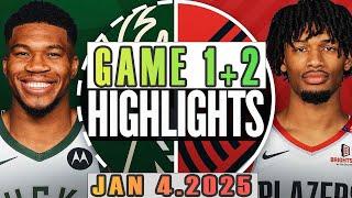 Milwaukee Bucks Vs Portland Trail Blazers Game 1st+2nd Highlights Jan 04,2025 NBA Season 2024-25