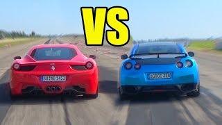 Ferrari 458 Italia vs Nissan GT-R R35 - RACE!