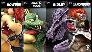 Bowser VS King K. Rool VS Ridley VS Ganondorf LV 9 CPU Battle Super Smash Bros Ultimate