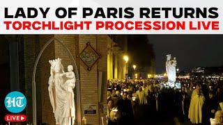 Notre Dame's Historic Night LIVE | Virgin Statue Returns | Paris Cathedral | Torchlight Procession