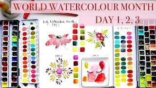 3 IN 1!!! BOTANICAL World Watercolour Month Day 1, 2 , 3 | Step by Step Tutorial JUL 2024