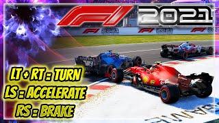 USING BACK TRIGGERS TO TURN AND THUMBSTICKS TO MOVE CHALLENGE! F1 2021 GAME *BIG CRASHES*