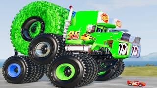 Crazy Escape From The Giant Mack Wheel Truck Zombie Monster VS Lightning McQueen Beamng Drive #353