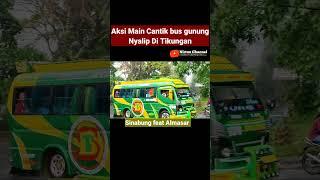 Aksi Main Cantik bus gunung Nyalip Di Tikungan