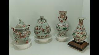 存世量极其稀少的元至正红绿彩瓷器Rare Yuan dynasty red green decoration porcelain art pieces