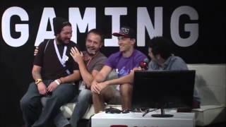 James & Aleks on the Funhaus panel (Nova & Immortal)