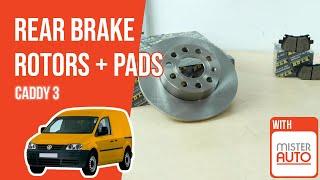 How to replace the rear brake rotors and pads Caddy mk3 