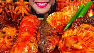 ASMR SPICY SEAFOOD BOIL *makanan laut pedas* 먹방 MUKBANG MASSIVE Eating Sounds