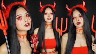 GLAM RED DEVIL  Halloween Makeup Tutorial | ChanyaChannel