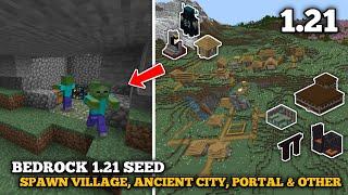 [Bedrock Seed] Minecraft 1.21 Seed - Spawn Village, Ancient city, Portal & Nearby Woodland Mansion