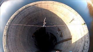 Highline over Glory Hole at Lake Iovanu