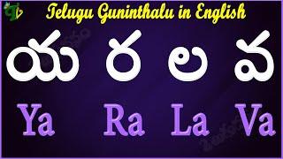 Ya Ra La Va Guninthalu English | How to write య ర ల వ Guninthalu English |Learn #Guninthalu