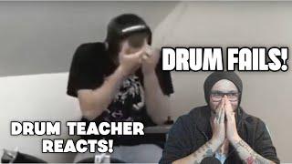 Drum Teacher Reacts! Drum Fails!