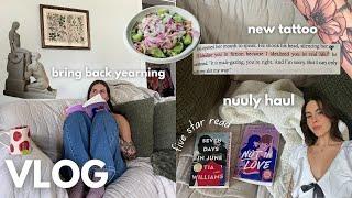 VLOG: reading seven days in june & not in love, creating a cozy reading room, new tattoo!