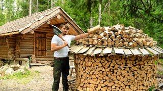 Wilderness Log Cabin Life - Traditional Firewood Dome Build