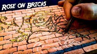 Painting a ROSE on Minibricks / Carving and GOLD Painting on Minibricks!!!