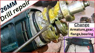Hammer drill armature change || 2 26mm hammer drill #armature,#gear,#flange change