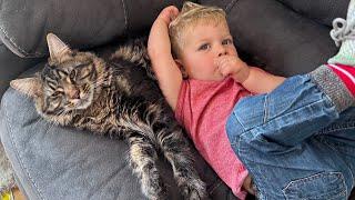 Protective Cat Adopts Baby Boy As His Own! (Cutest Ever!!)