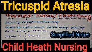 Notes Of Tricuspid Atresia in Child Heath Nursing(Pediatrics)in Hindi/ Bsc Nursing/Gnm