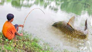 Best Fishing Video ~ Village Smart Boy Fishing With Hook ~ Traditional Hook Fishing