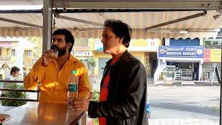 Actor sanjeev jaiswal with V.H.P Leader Shashikant Sharma Ji at a Local restaurant in Bangalore.