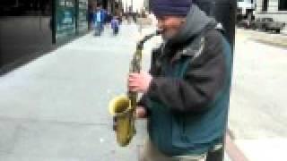Man in Chicago Playing Saxaphone
