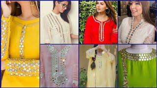 Mirror work kurti designs 2025 | Mirror work kurti neck designs | Mirror work neck design ideas