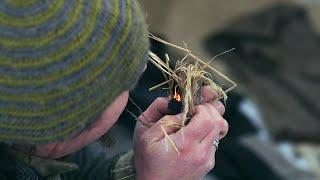 Build a shelter, make a fire and eat some food