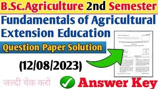 Fundamentals of Agricultural Extension Education Solution Paper 12/08/2023