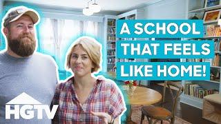 Ben And Erin Create A Beautiful Library With Playful Colours For A School | Home Town
