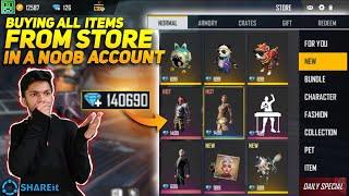 Buying All Items From Store In Noob Subscriber Account OMG At Garena Free Fire 2020