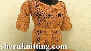 Crochet Seamless Square Motif Cardigan Free Pattern Tutorial 5 Part 1 of 2 Crochet Square Motif