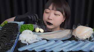 무늬 오징어 먹물로 물드는 밤  Mukbang eating show