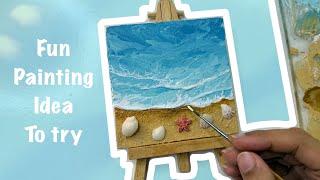 Fun painting idea / easy acrylic painting for beginners/ beach painting