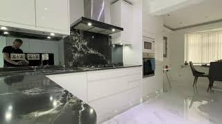 Grey Toughened Mirror Glass Splashback | Modern Kitchen Design by CreoGlass