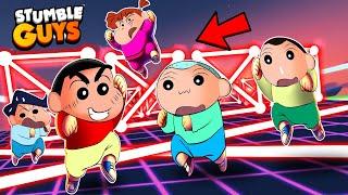 Shinchan Vs Kazama Vs Masao Vs Bo Vs Nene In Laser Dash Battle  | Shinchan Playing Stumble Guys 