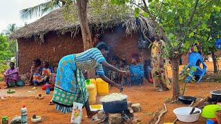 African village life #cooking  Village food Roasted Mango  Chicken stew with ugali for breakfast